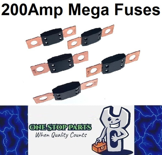 5 x 200A Mega Fuses ANM 200Amp Fuses 68mmx16mm (Hole centres 51mm) 5pcs
