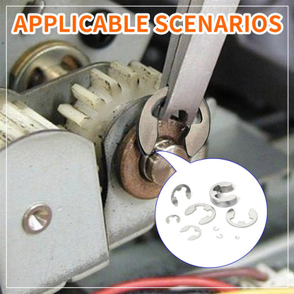 200pcs E-Clips M1.5-M10 Circlip Washer Kit 10Size Stainless Steel Retaining Ring