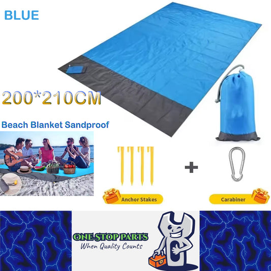 Blue 200x210CM Beach Blanket Camping Mat Blanket Waterproof Picnic Blanket