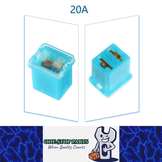 1 x 20Amp Light Blue Mini Slow Blow Fuse Block 10mmx12mm x 16mm High 20A Fuse