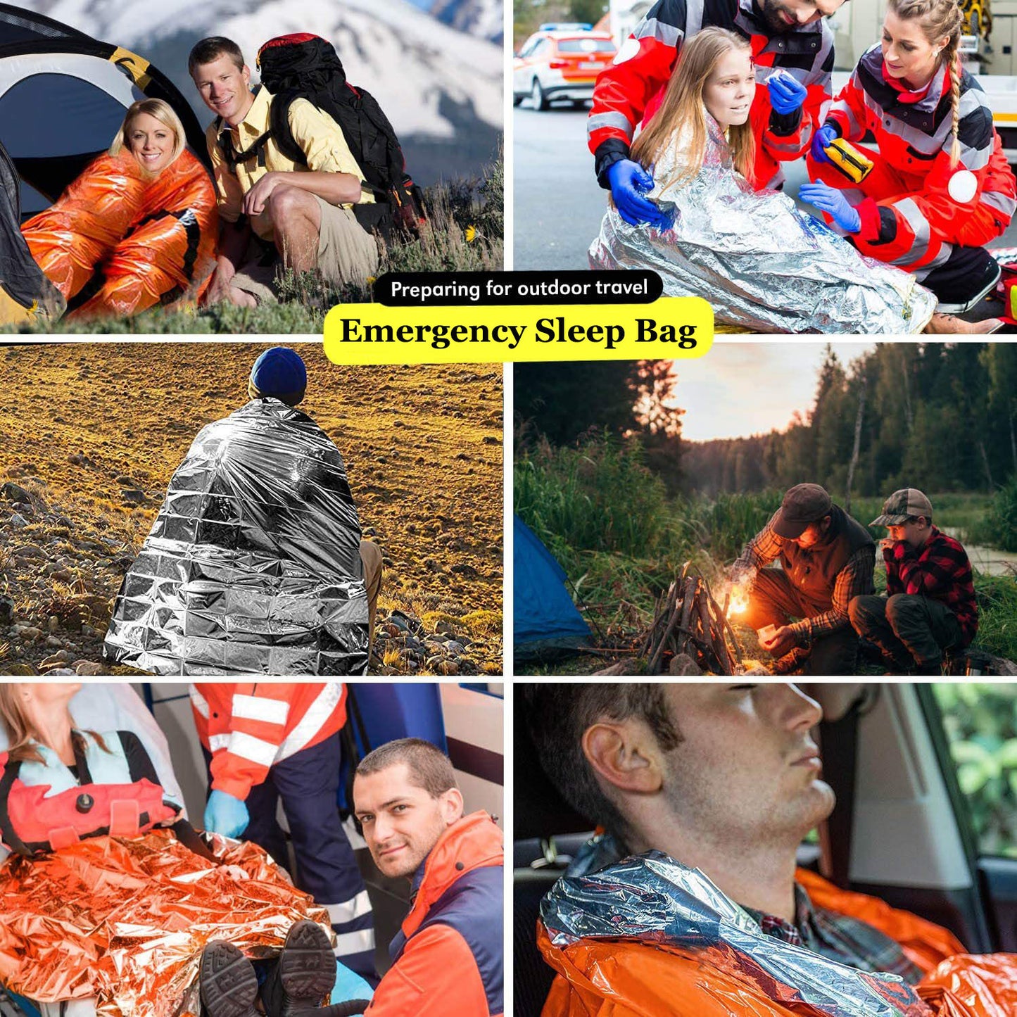 Orange Portable Emergency Survival Thermal Bag Sleeping Bag Hiking Camping Bag