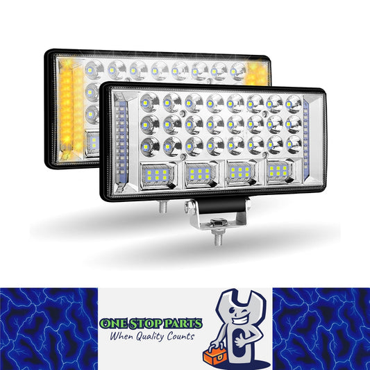 2 x 204W LED Work Light 178x89mm 12-24V 6000K 2 Modes Work Light and Warning