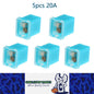 5 x 20Amp Light Blue Mini Slow Blow Fuse Block 10mmx12mm x 16mm High 20A Fuse