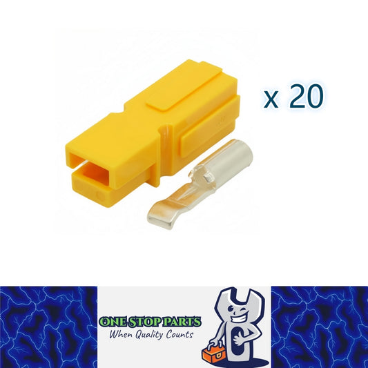 20 x 75A Yellow Anderson Style Single Pin 75Amp Connector Yellow Single Terminal