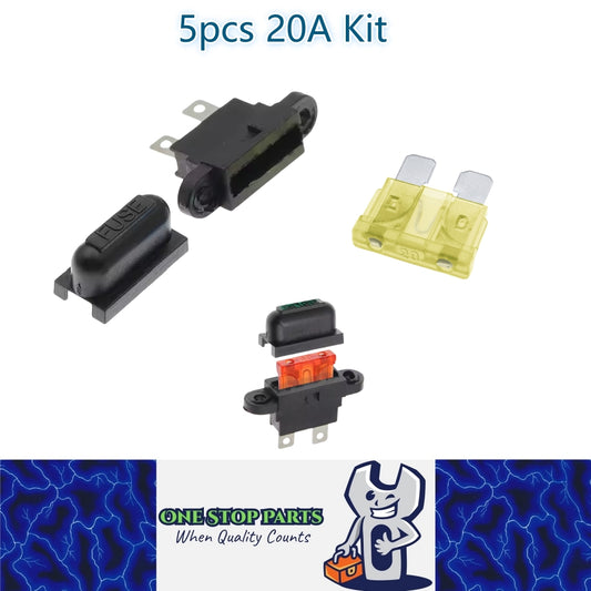 5 x 20A weatherproof standard inline fuse holder with mount tabs 5pcs 20Amp