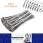 20 x 200mm Metal Self Locking Reusable Cable Ties Heavy Duty Zip Ties (20pcs)