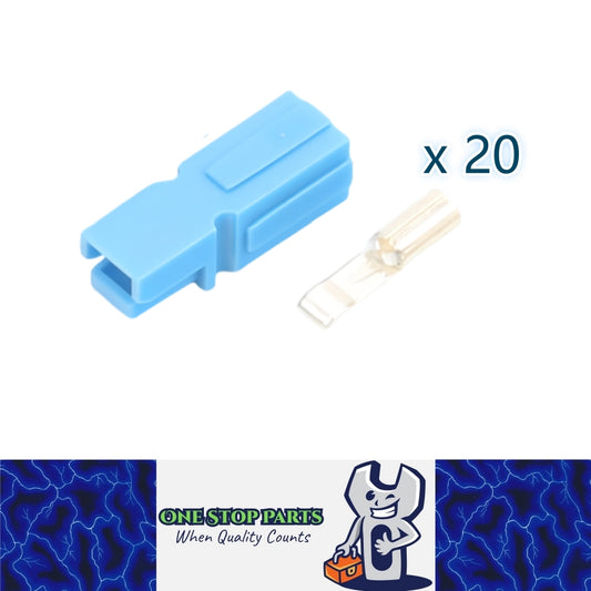 20 x 30A Blue Anderson Style Single Pin 30Amp Connector Blue Single Terminal