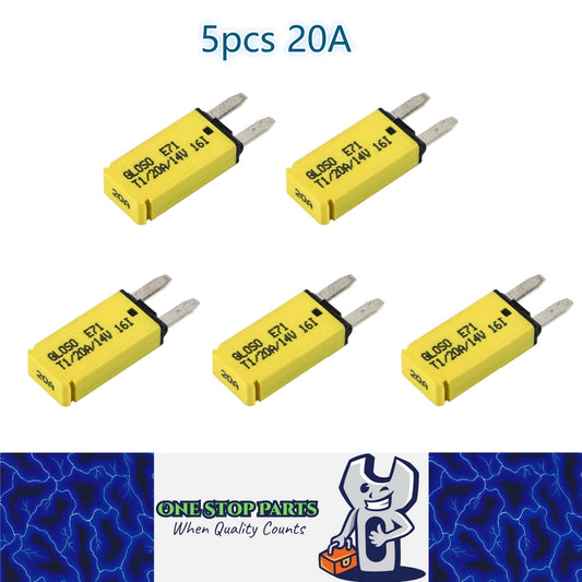 5 x 20Amp Mini Blade Fuse Circuit Breaker Auto Reset Circuit Breaker 20A (5pcs)