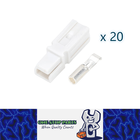 20 x 30A White Anderson Style Single Pin 30Amp Connector White Single Terminal