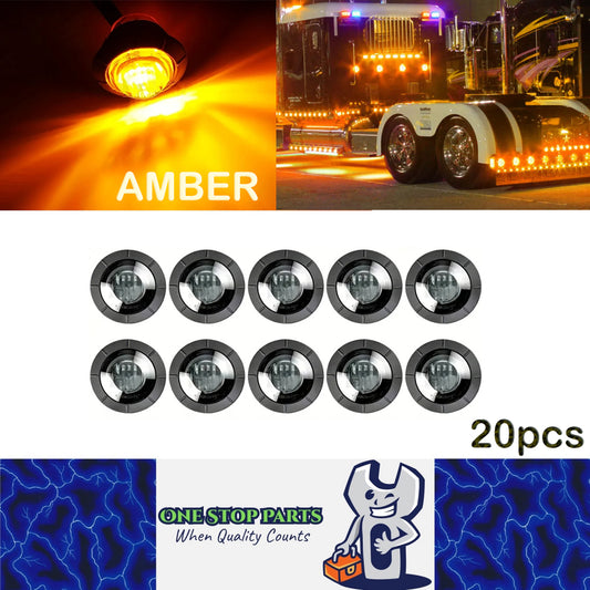 20 x Amber Round 1.91CM LED Side Marker Lamps 3LED 12V LED Side Marker Lamps