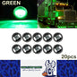 20 x Green Round 1.91CM LED Side Marker Lamps 3LED 12V LED Marker Signal Lights