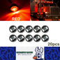 20 x Red Round 1.91CM LED Rear Marker Lamps 3LED 12V LED Rear Marker Lights