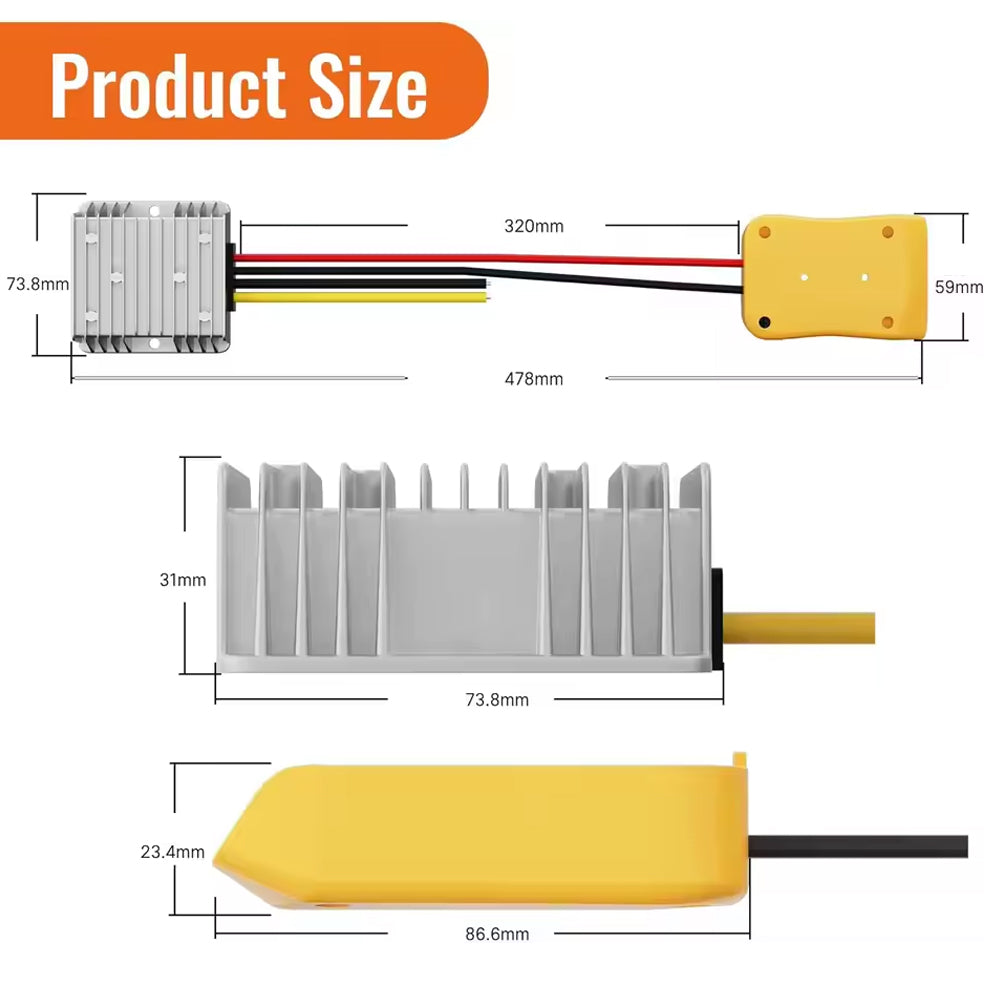 1x 20V to 12V Step Down Converter for Dewalt 20V Power Wheel Battery Adapter