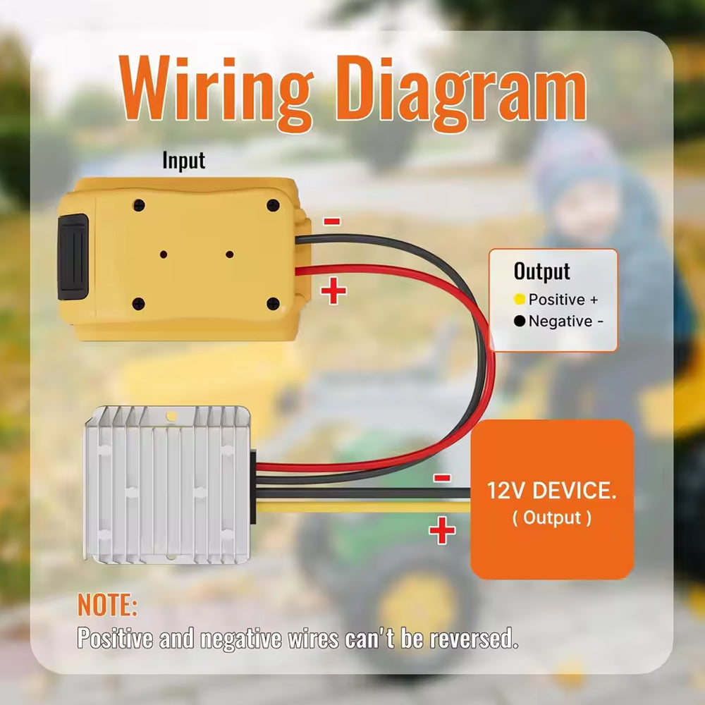 1x 20V to 12V Step Down Converter for Dewalt 20V Power Wheel Battery Adapter