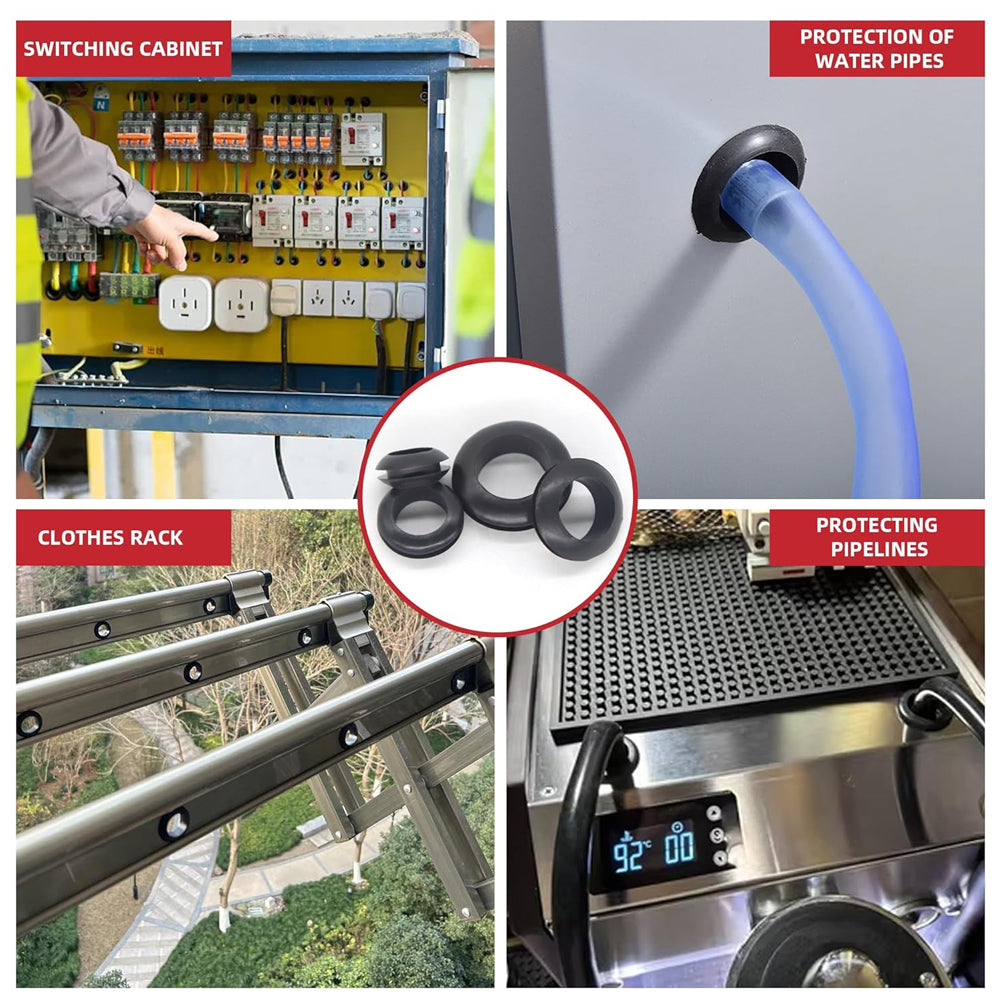 215pc Rubber Grommet Kit 9 Sizes 3mm to 16mm Wiring Firewall Car DIY Hole Plug