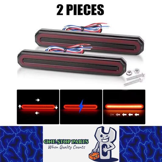 2pcs 3 in 1 LED Tail Light 220x35mm Stop/Tail/Indicator/DRL for Trailer Truck