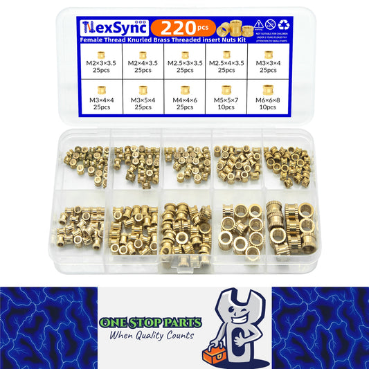 220pcs M2-M6 Brass Heat Insert Nut for 3D Printer Hot Melt Knurled Female Thread