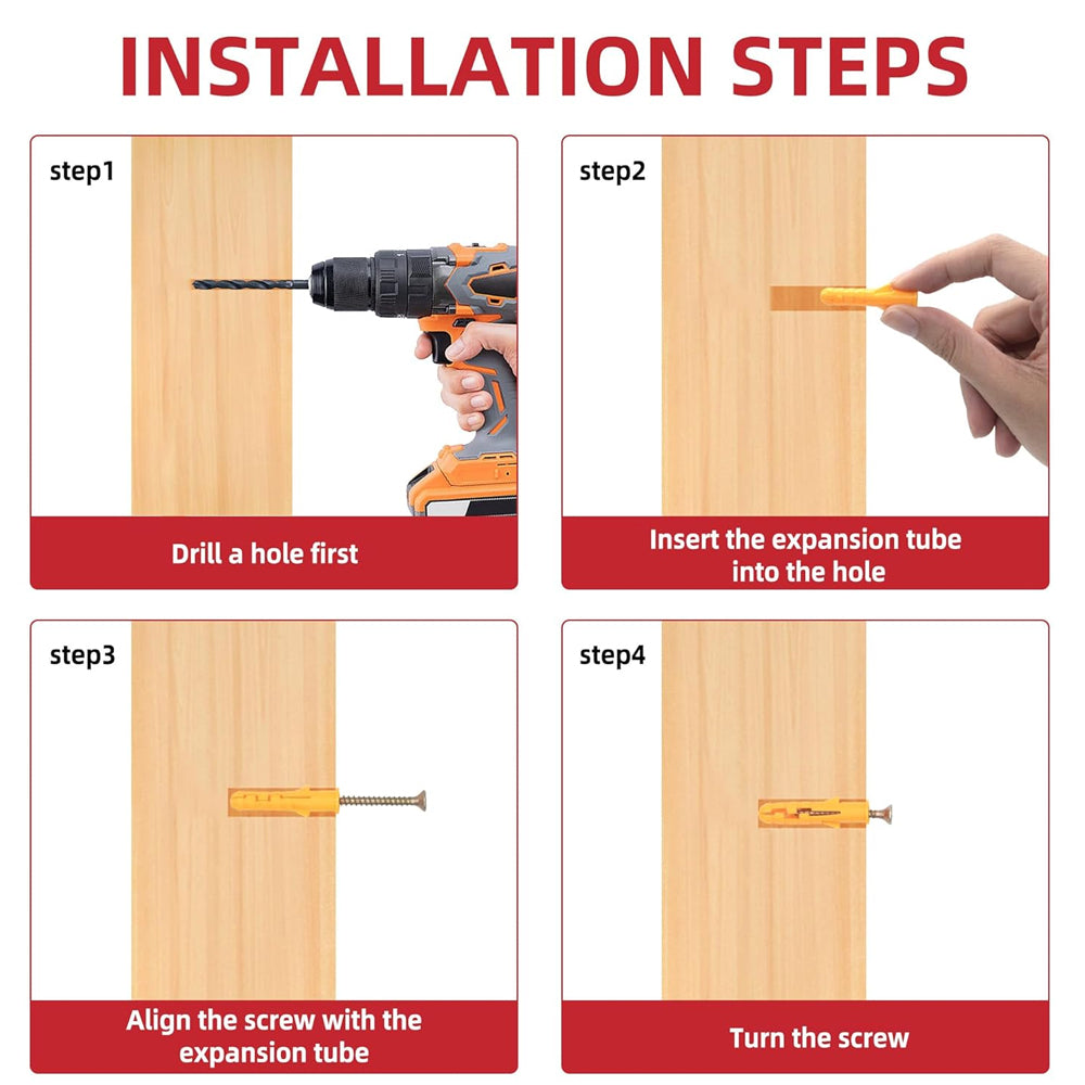 220pcs Drywall Anchors and Screws Kit 110 Plastic Anchors & 110 Philip Screws