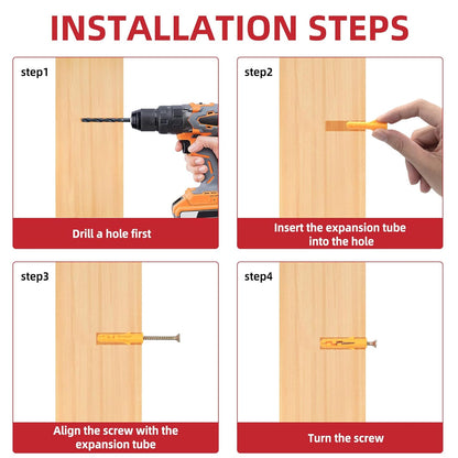 220pcs Drywall Anchors and Screws Kit 110 Plastic Anchors & 110 Philip Screws
