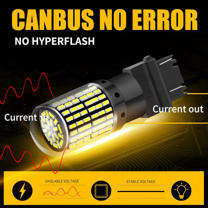 2 x 3157 P27/7W 12V 2100LM Red LED 144SMD CANBUS 360 degree super Bright (2pcs)