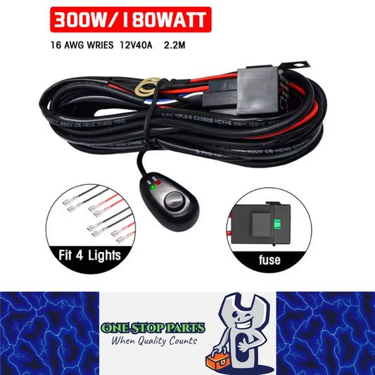 2.2M 12V 40A Wiring Harness Relay Switch Cable Kit for 4pcs LED Work Light bars