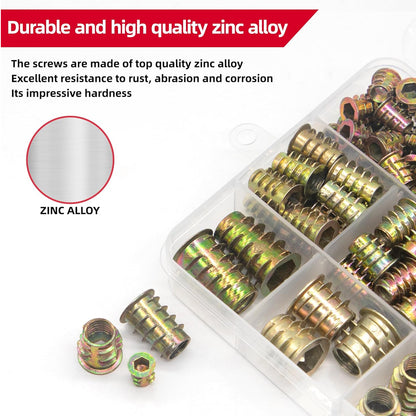 230pcs Wood Threaded Inserts Kit 11 Size M4/5/6/8/10 Furniture Assembly Nut