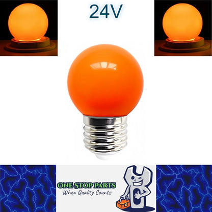 Orange 24V E27 1W LED Bubble Globe Frosted Orange Lens LED Bulb ideal for sign