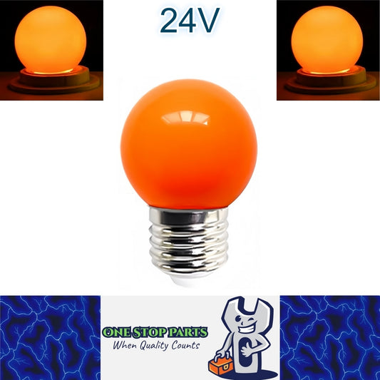 Orange 24V E27 1W LED Bubble Globe Frosted Orange Lens LED Bulb ideal for sign