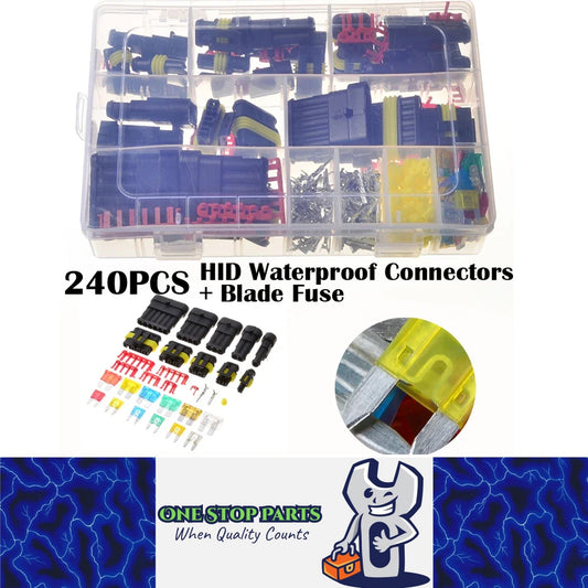 14 Sets 1/2/3/4/5/6 Pin AMP Waterproof Connectors Plugs with 22pcs Blade Fuses