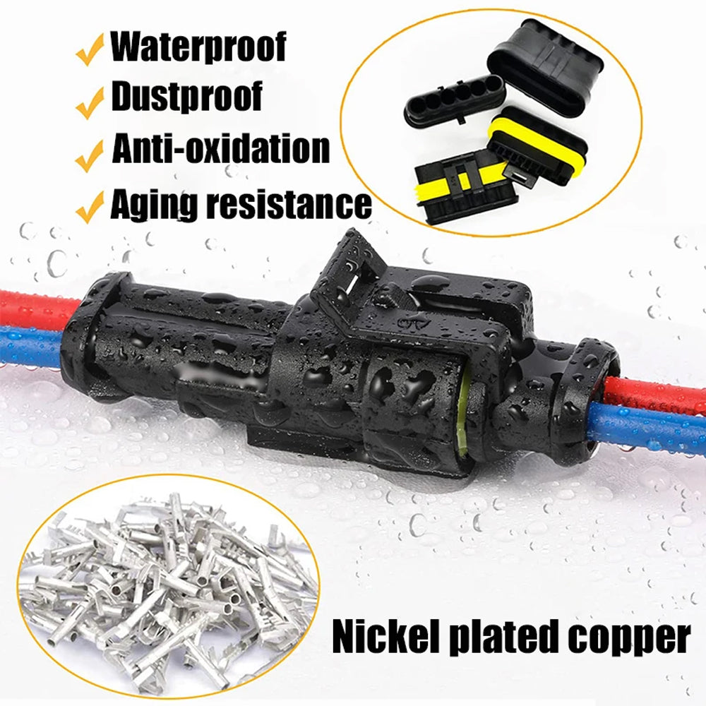 43 Sets 1/2/3/4/5/6 Pin AMP Waterproof Connector Car Electrical Wire Connector