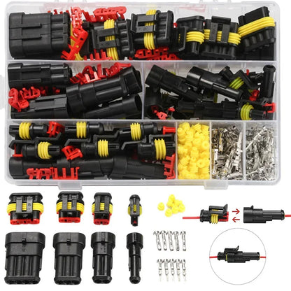 24 Sets 1/2/3/4 Pin AMP Waterproof Connector Car Electrical Wire Connector Plug