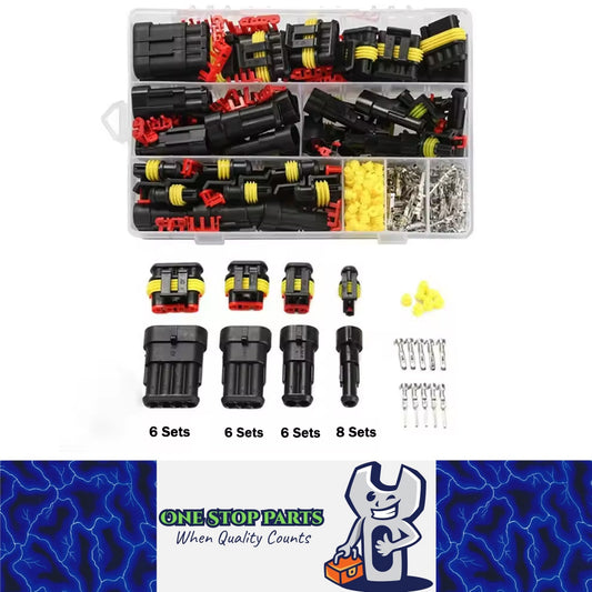 24 Sets 1/2/3/4 Pin AMP Waterproof Connector Car Electrical Wire Connector Plug