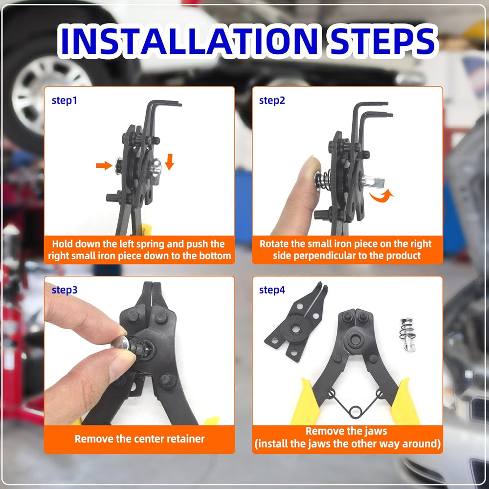 250 x C Clip External Circlip Snap Ring Shaft Retainig with Plier for Axle Shaft