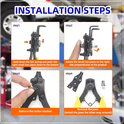 250 x C Clip External Circlip Snap Ring Shaft Retainig with Plier for Axle Shaft