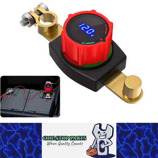 250A Top Post Battery Disconnect Switch 12-48V with LED Voltmeter Cut Off Switch
