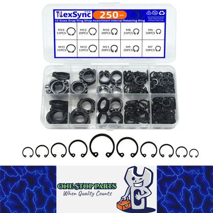 250pcs C Clips External Circlip Snap Ring Steel Shaft Retainig for Axles Shafts