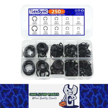 250pcs C Clips Internal Circlip Snap Ring Steel Shaft Retainig for Axles Shafts
