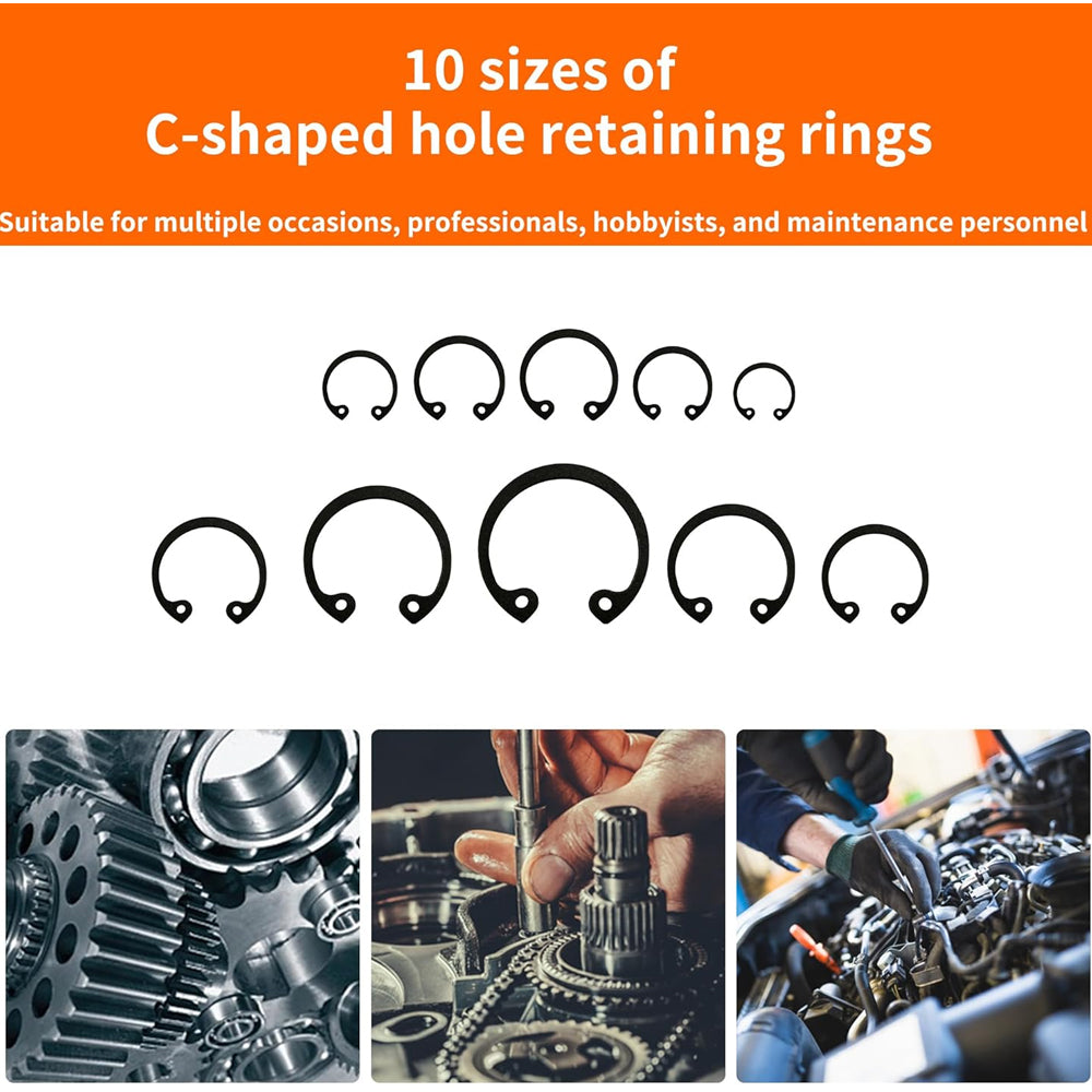 250pcs C Clips Internal Circlip Snap Ring Steel Shaft Retainig for Axles Shafts