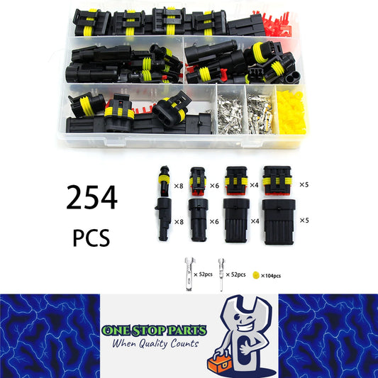 254pcs 1/2/3/4 Pin AMP Waterproof Connectors Car Electrical Wire Connectors Plug