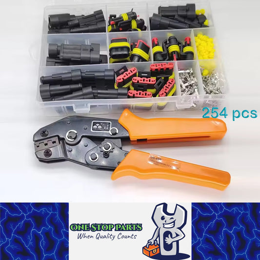 254x 1/2/3/4 Pin AMP Waterproof Connector Car Wire Plug with Wire Crimping Plier