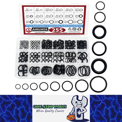 255pcs NBR Rubber O Ring Kit 18 Sizes Seal Gasket Set for Car Plumbing Air Gas