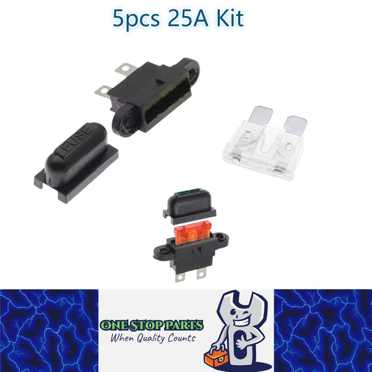 5 x 25A weatherproof standard inline fuse holder with mount tabs 5pcs 25Amp