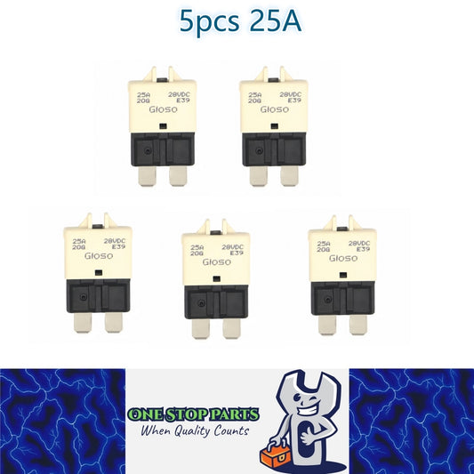5 x 25Amp Standard Blade Fuse Circuit Breaker Manual  Reset Circuit Breaker 25A