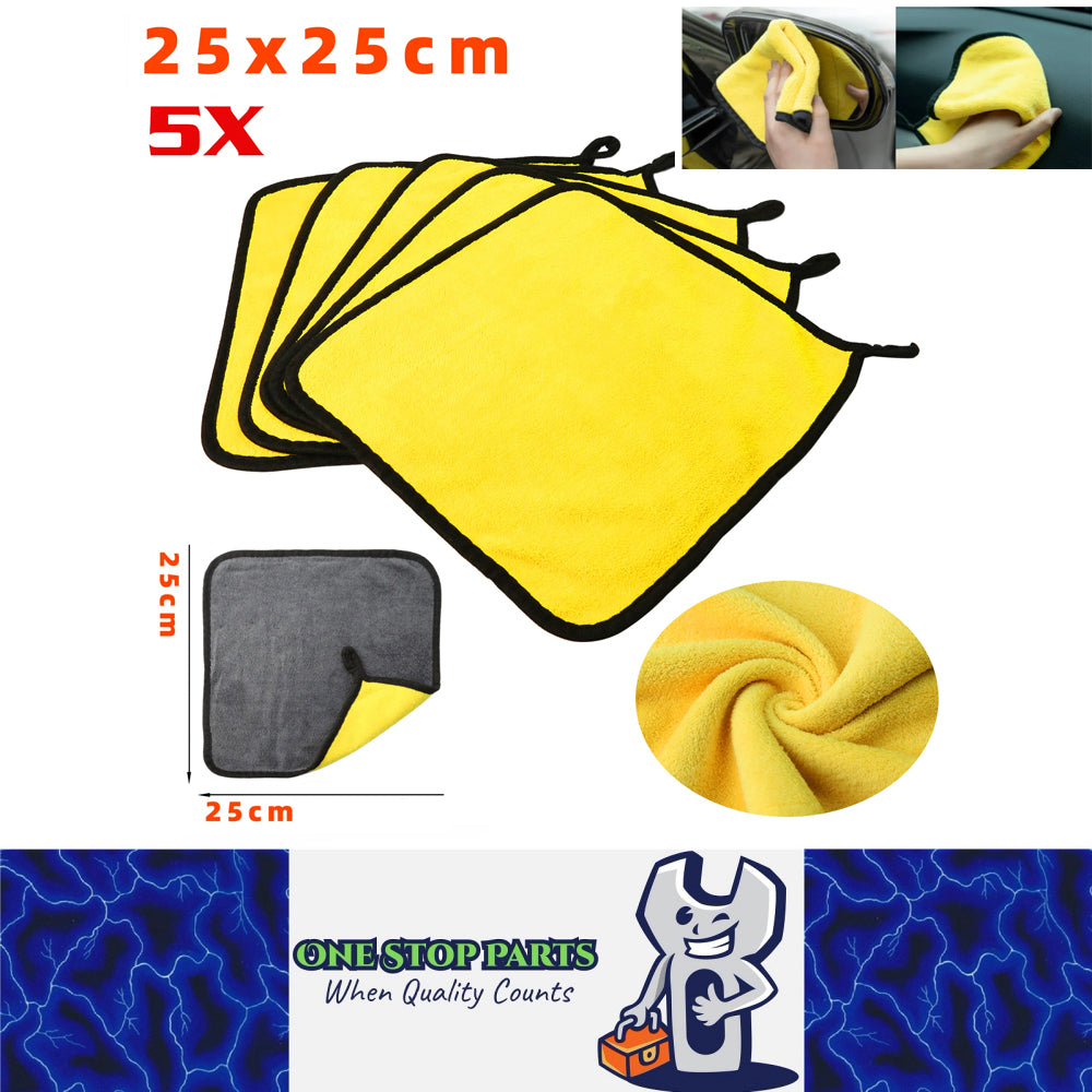 5pcs 25x25cm Microfiber Towel Car Wash Drying Cloth Auto Detailing Cleaning Kit