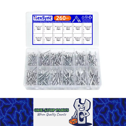 260pcs Pop Rivets Assortment Kit 12 Sizes Aluminum Blind Rivets Furniture & Car