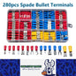 280 Piece Pack Male Female Spade Bullet Terminals Red Blue Yellow