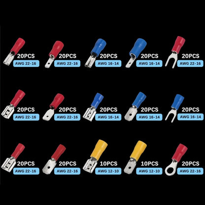 280 Piece Pack Male Female Spade Bullet Terminals Red Blue Yellow