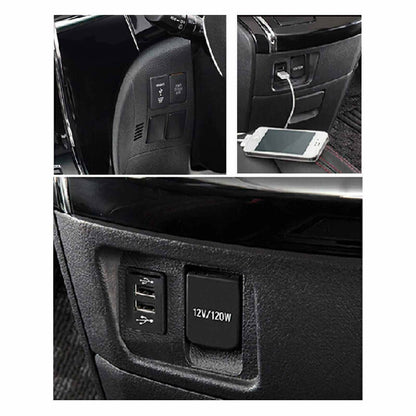 12-24V TWIN USB FLUSH MOUNT STYLE Illuminates BLUE SUIT LATE HILUX PRADO TOYOTA