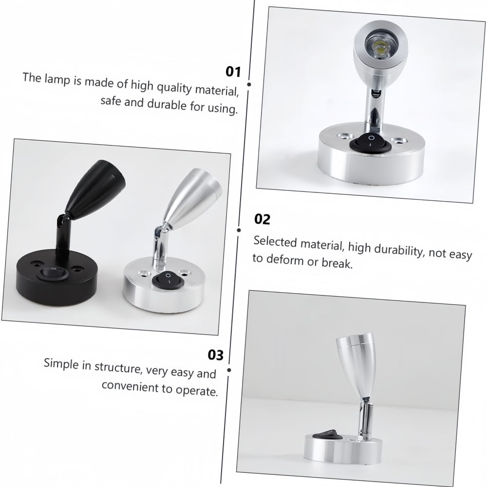 Pair 12V LED Bedside Reading Lights Cool White with Switch RV Camper Boat Lamp