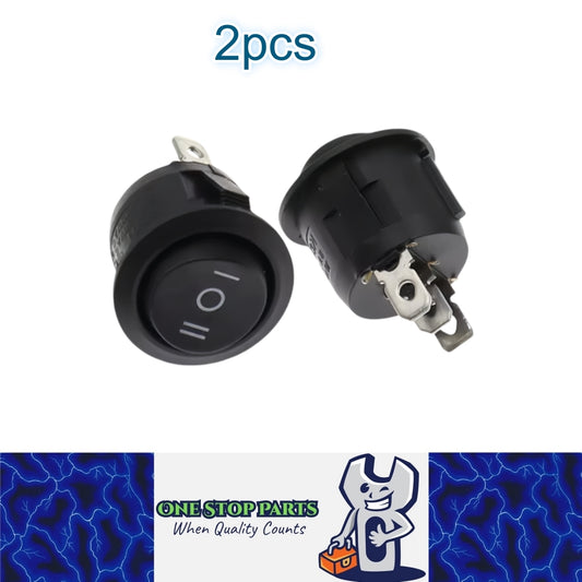 2 x Round Rocker Switch Car Boat Dashboard 3 Pin ON/OFF/ON Power Switch Black